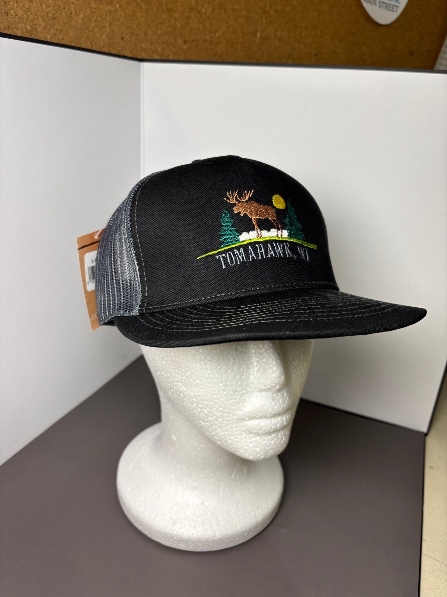 Tomahawk Moose Snap Back Hat- Black/Charcoal