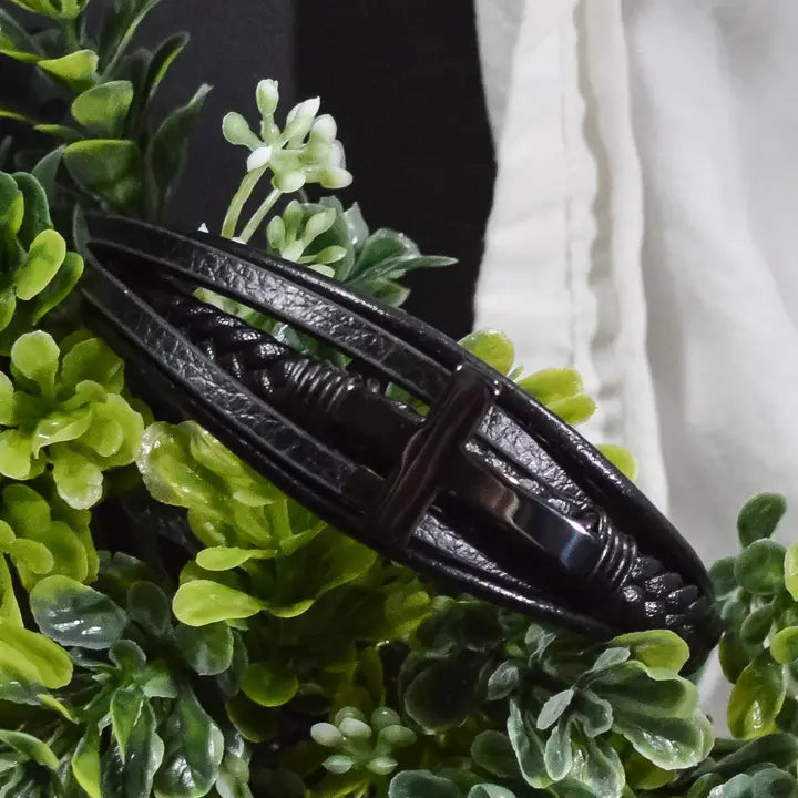 Cross Leather Bracelet