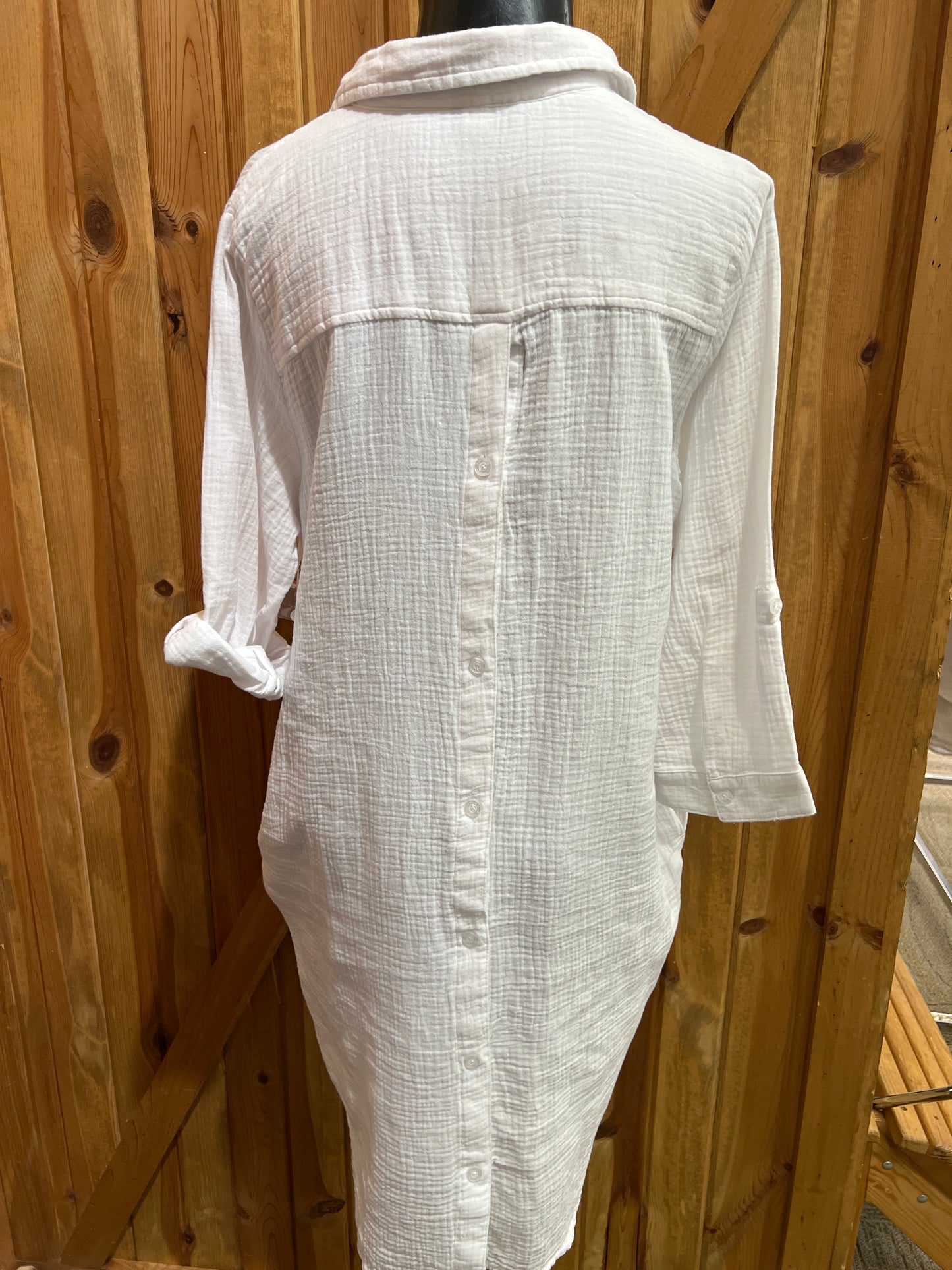 Dash Roll Tab Popover Placket Dress With Pockets