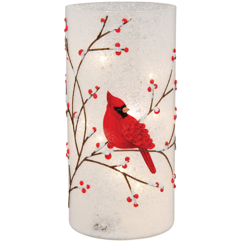 Cardinal On Branch Hurricane Candle