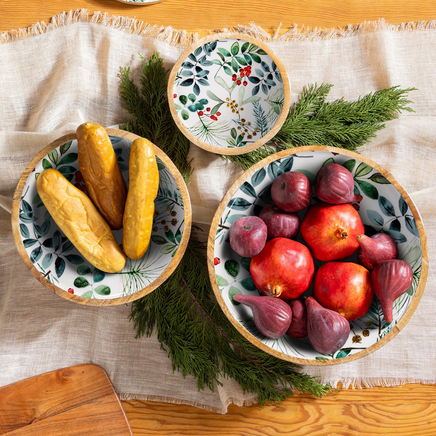 Festive Foliage Wood Bowls