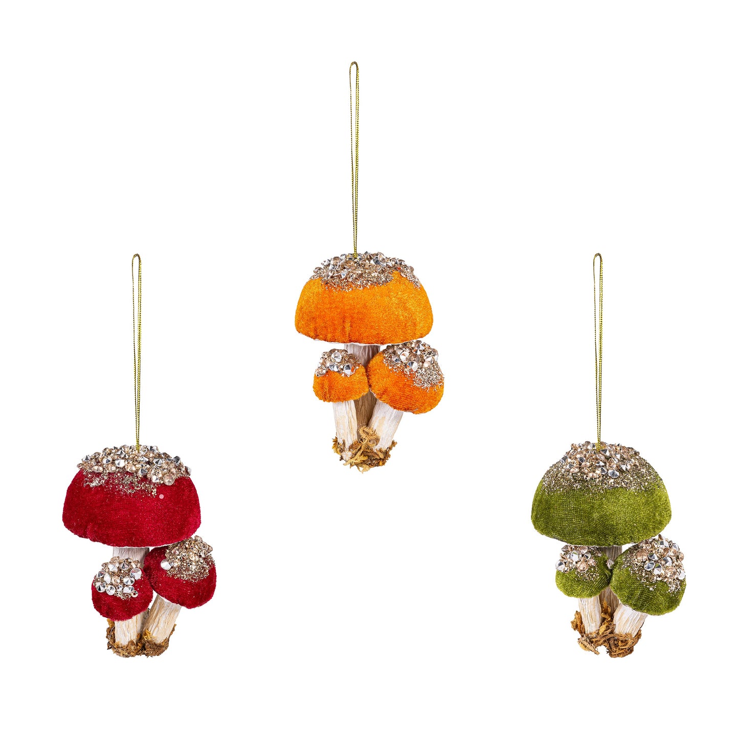 Fabric Mushroom With Glitter Ornament