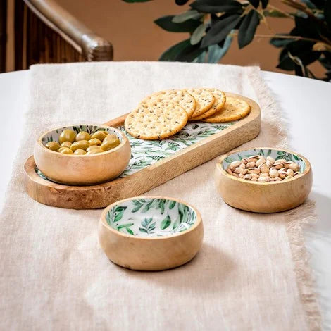 Olive Oasis 3 Section Wood Server