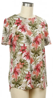 Short Sleeve Tropical Print Top