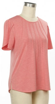 Short Sleeve Coral Knit Top
