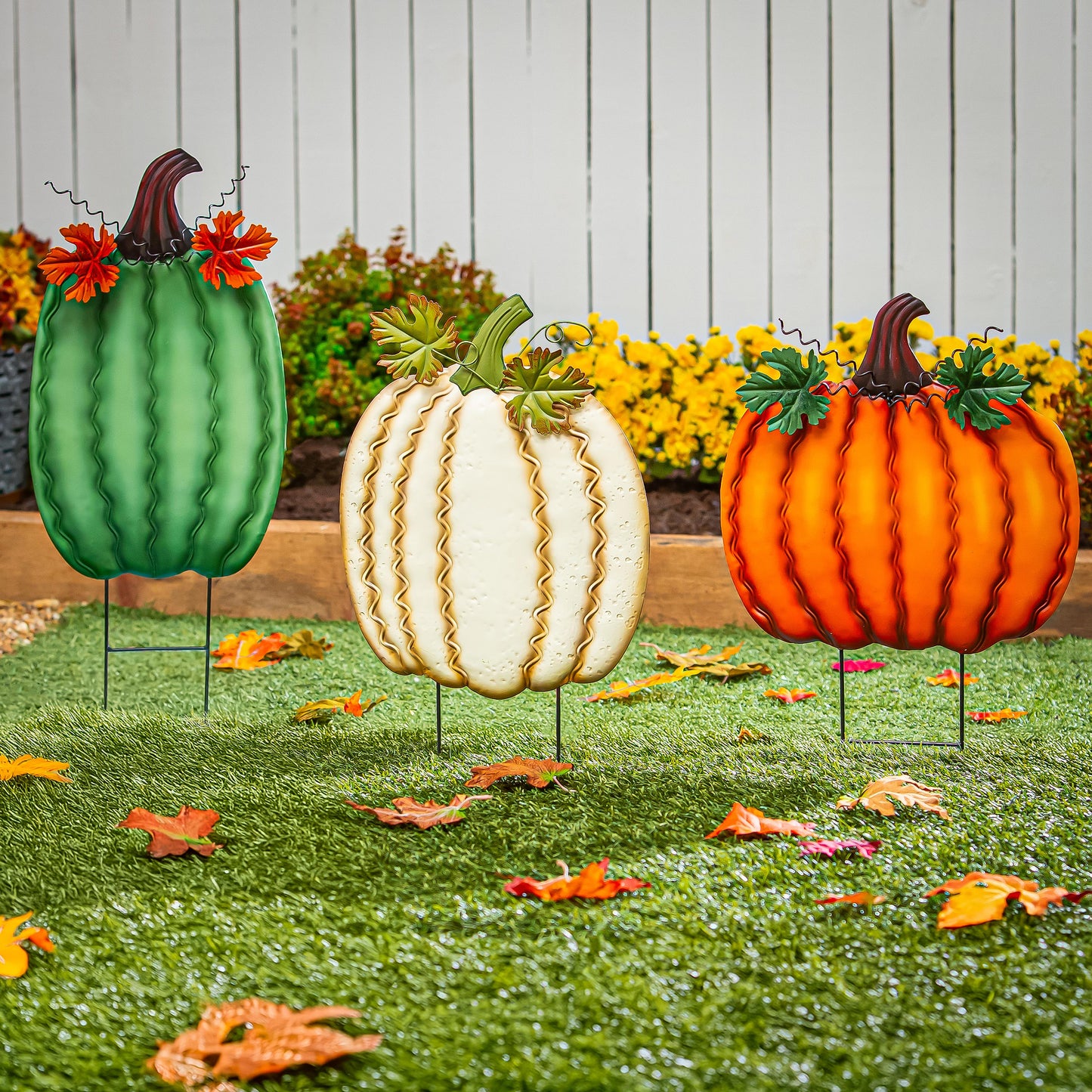 Pumpkin Metal Garden Stakes
