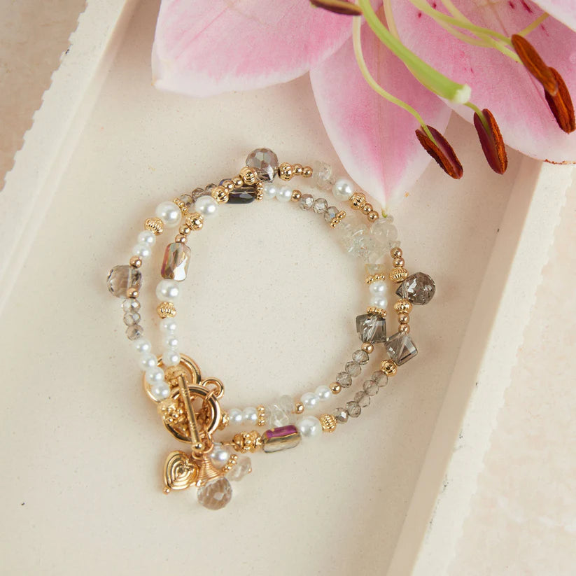 Glass and Pearl Toggle Bracelet