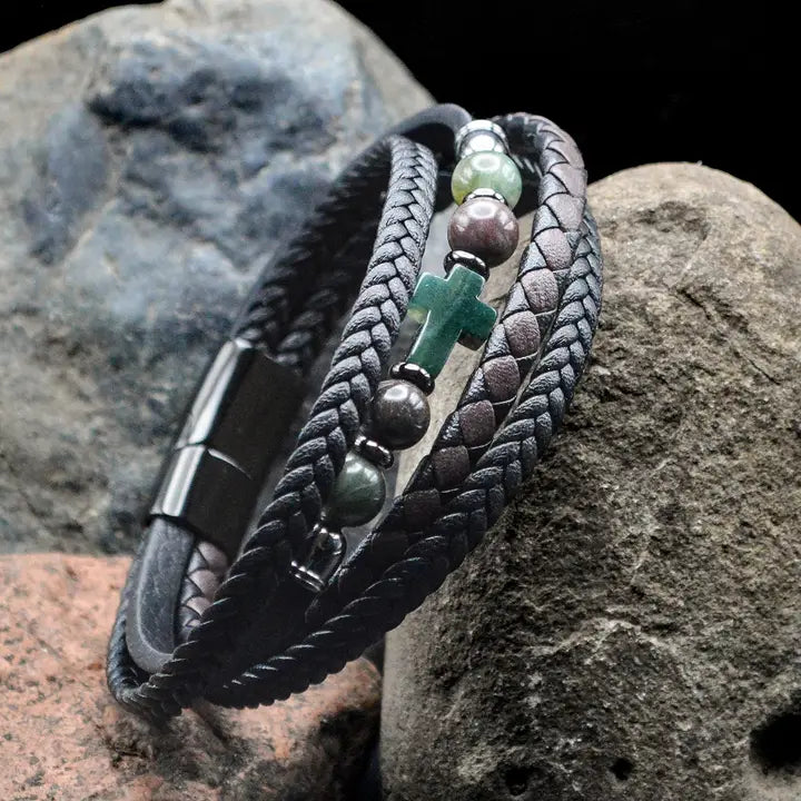 Men's Cross Leather Bracelets