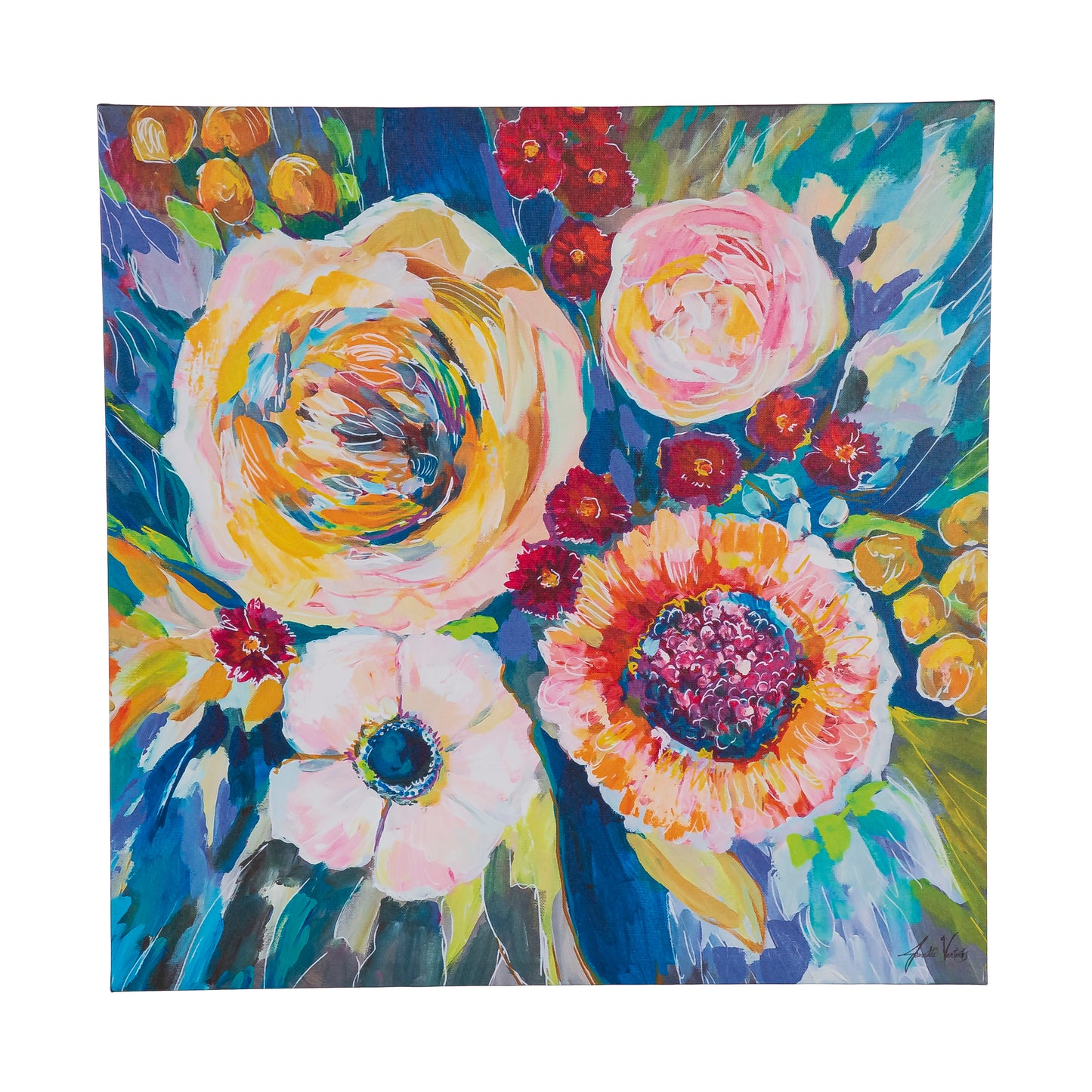 Outdoor Canvas Colorful Flower Bouquet