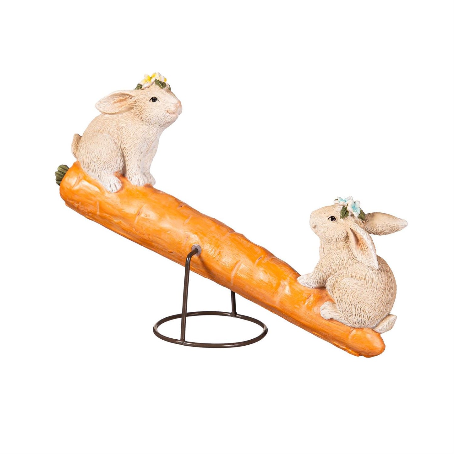 Resin Bunny on Carrot Seesaw Table Decor