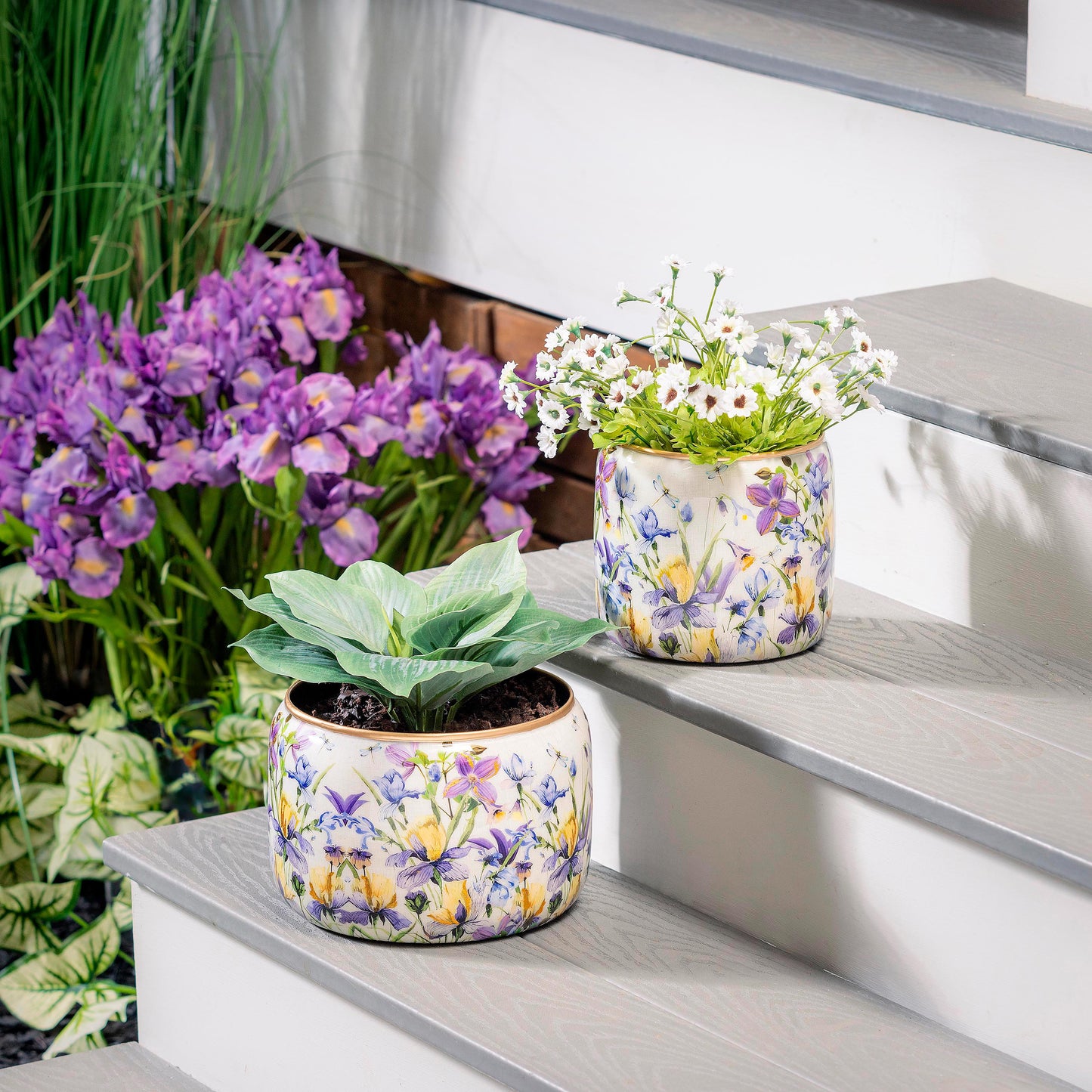 Golden Lilac Metal Planters