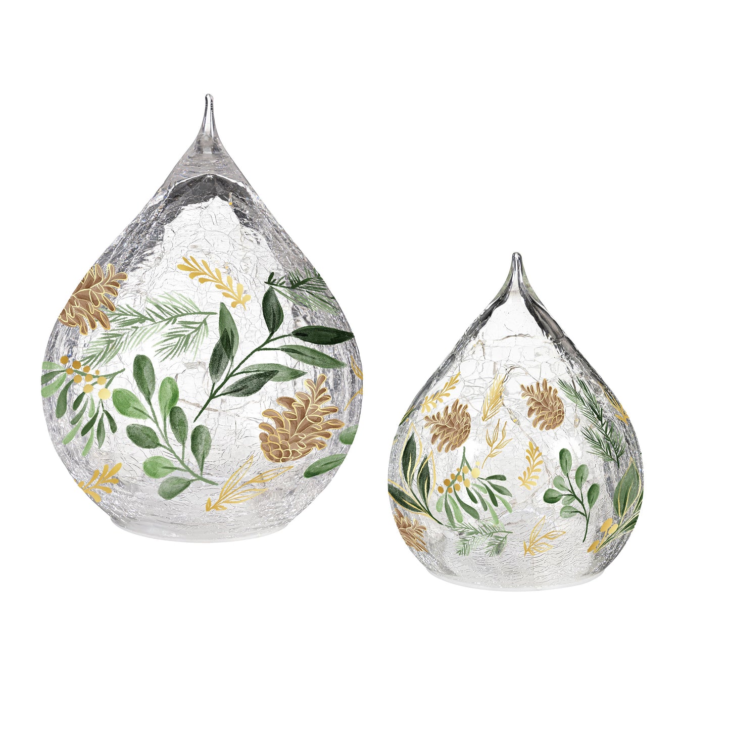 Shades of Green Glass Teardrop Table Decor