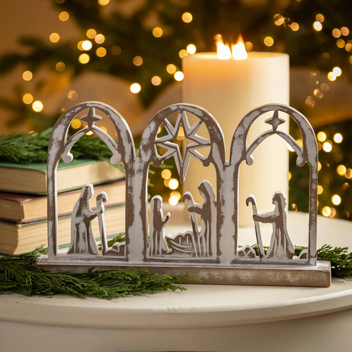 Wood Nativity Scene Table Decor