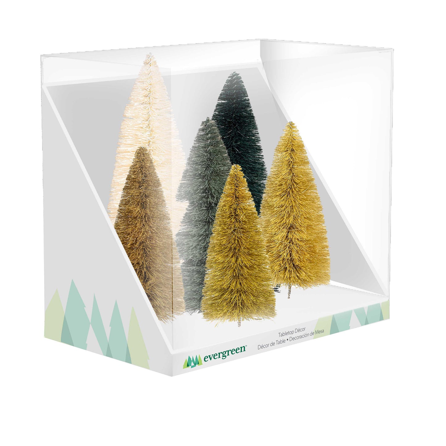Shades of Green Tree Set Table Decor (Set of 6)