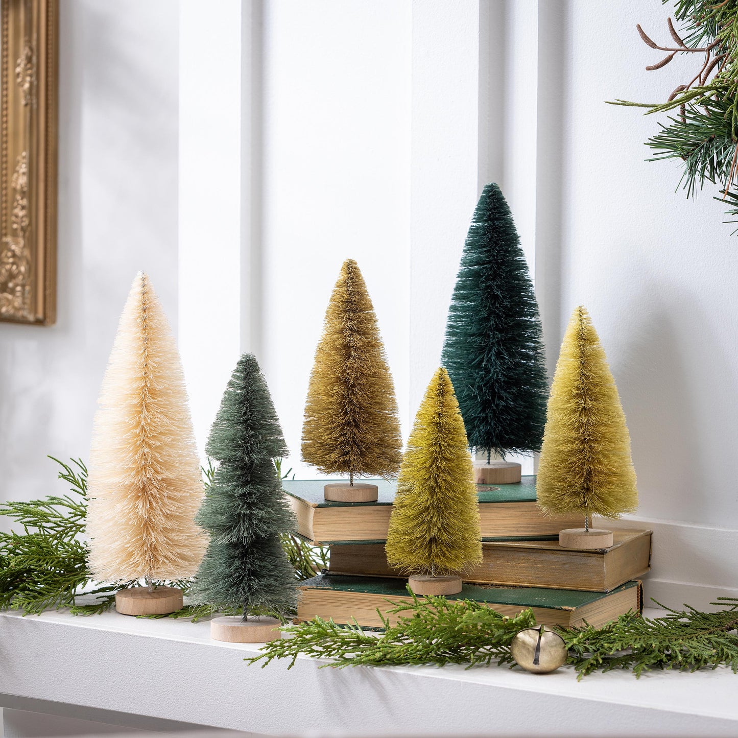 Shades of Green Tree Set Table Decor (Set of 6)