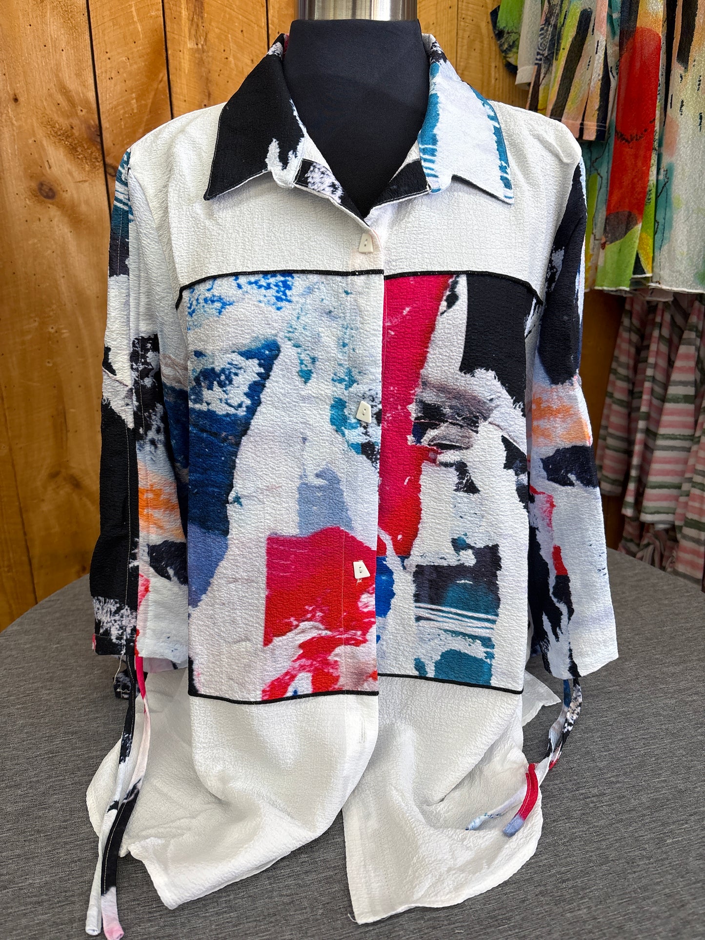 Drawstring Sleeve Printed Top