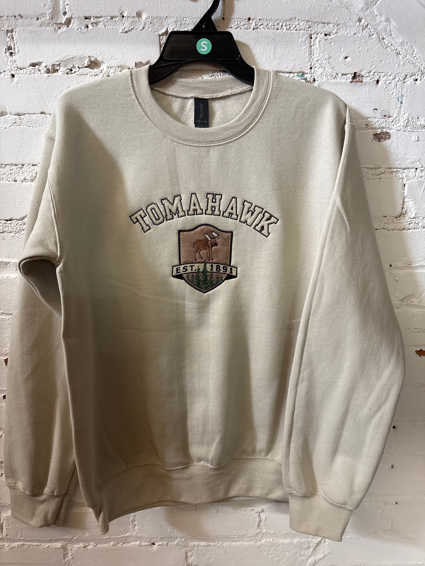 Tomahawk Embroidered Moose Patch Crewneck