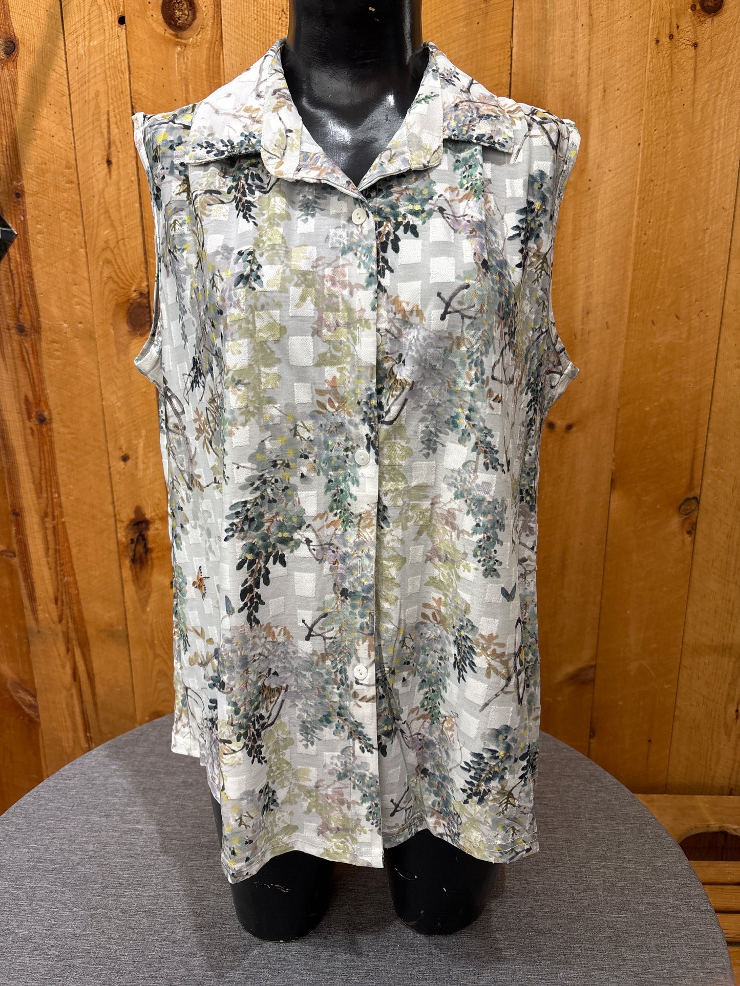 Floral Collar Tank Top