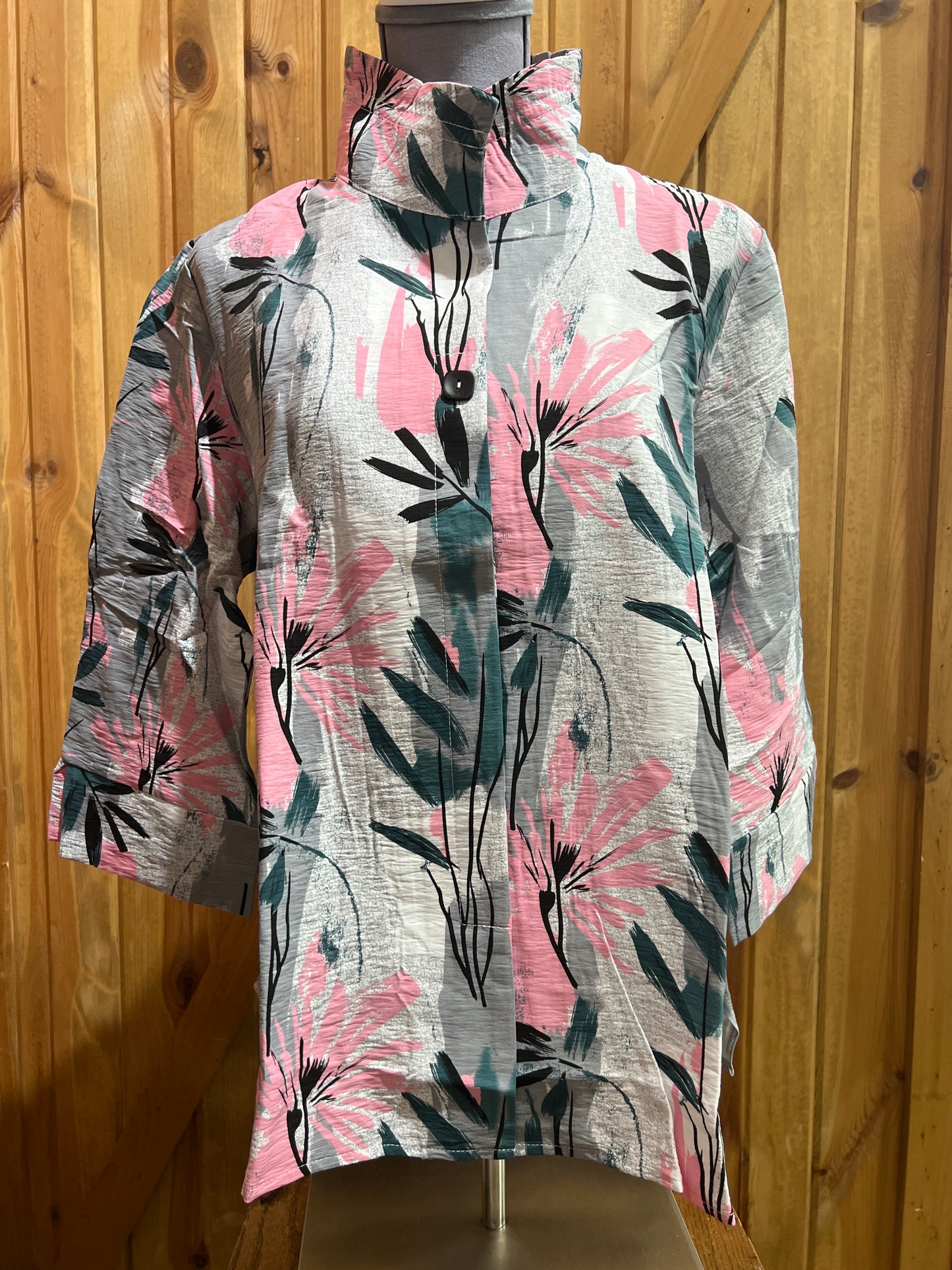 Creation Pink Leaf Print Blouse