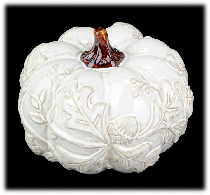 Glazed Pumpkin With Embossed Leaves