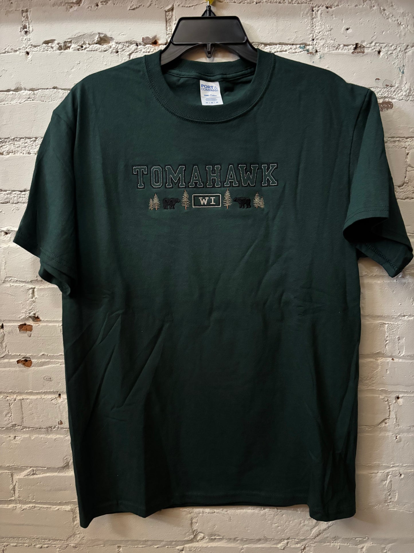 Tomahawk Embroidered Bear With Trees T-Shirt