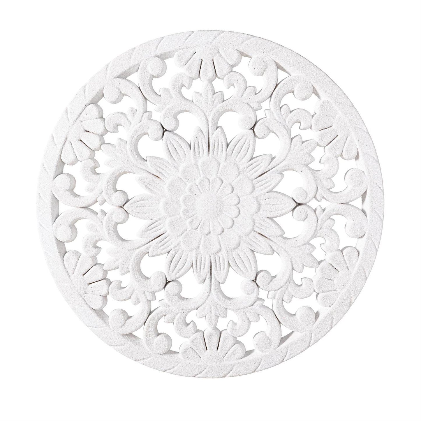 White Patterned Round Wall Art