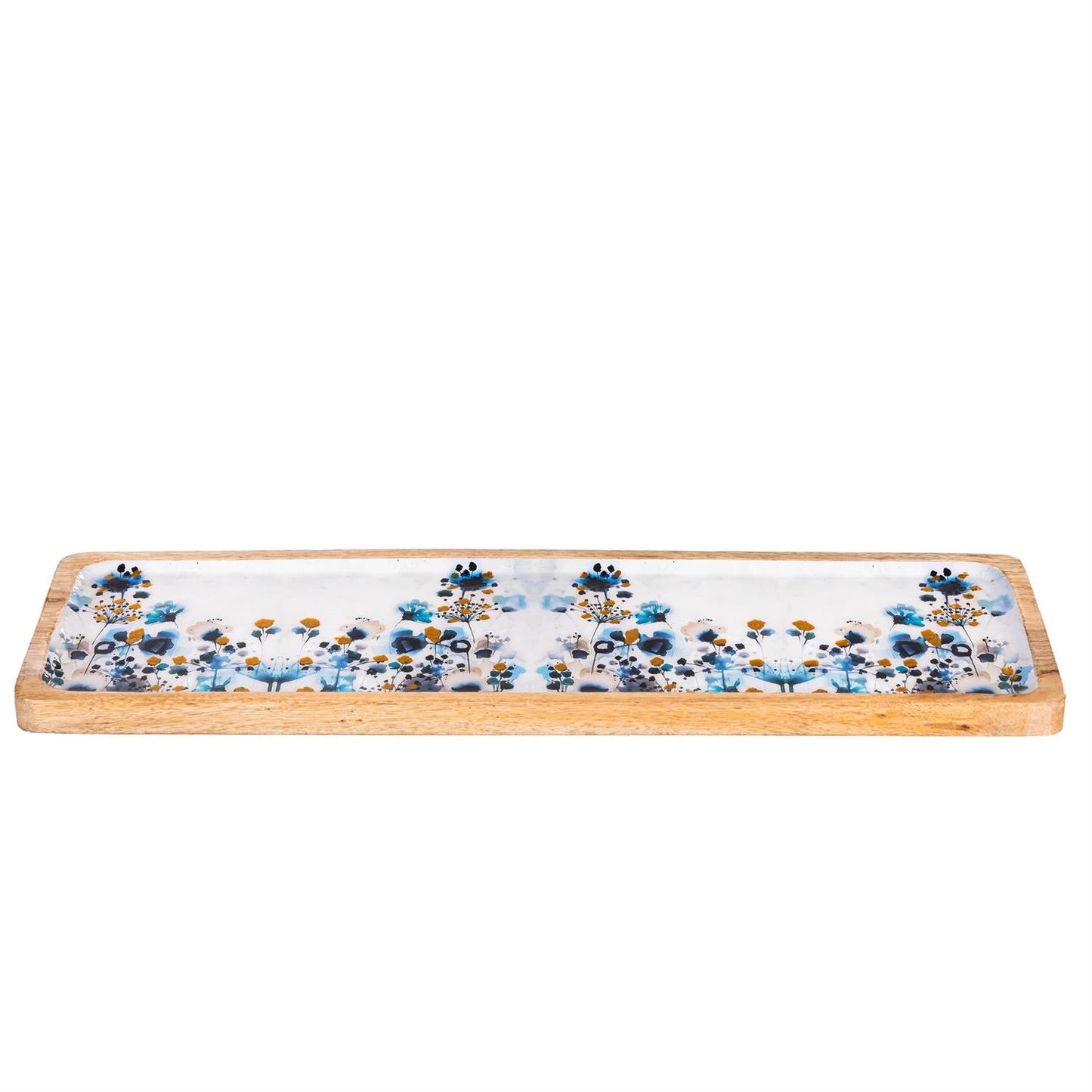 Gilded Meadow Rectangular Wood Serving Tray