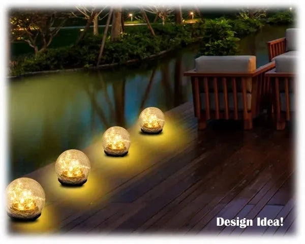 LED Solar Crackle Glass Globes