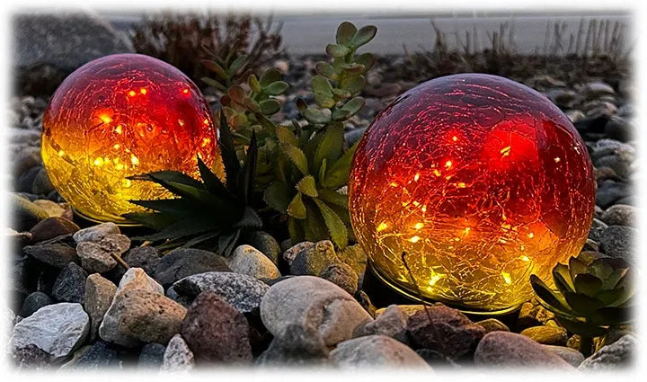 LED Solar Crackle Glass Globes