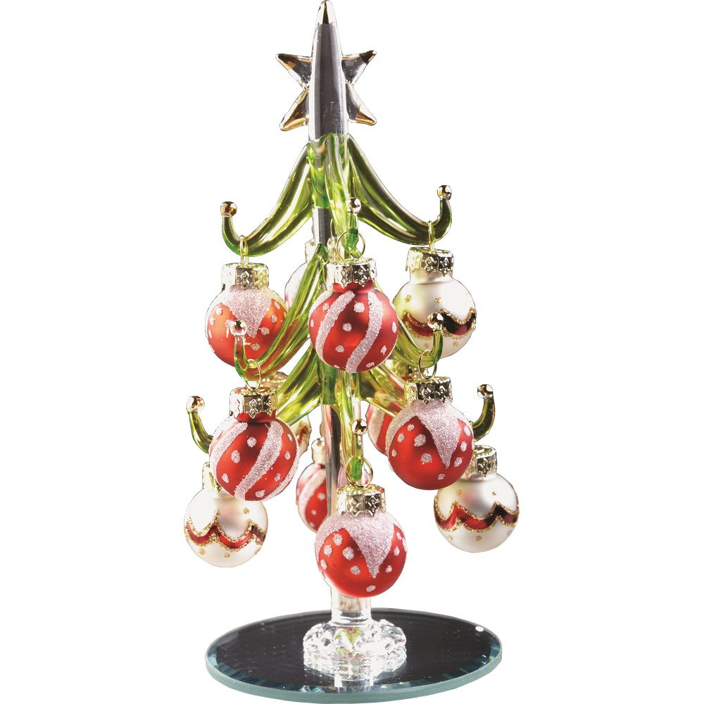 Glass Tree With Red Ornaments