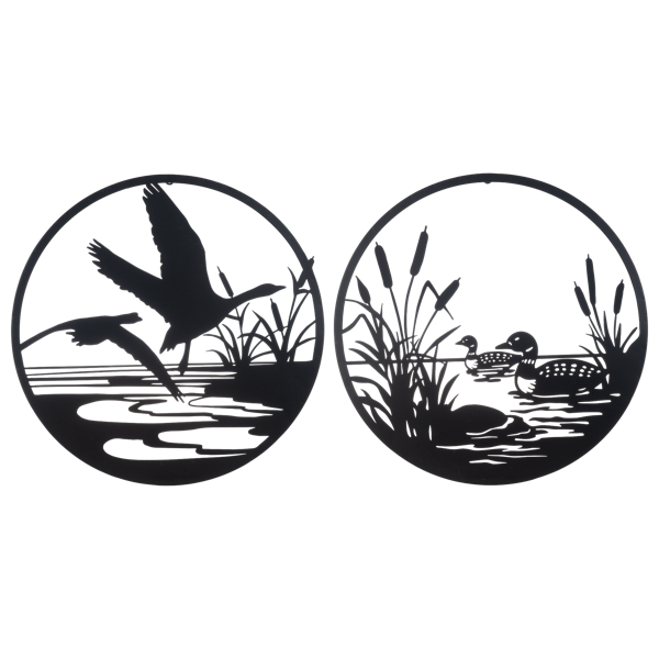 Round Laser Cut Loon and Geese Wall Decor