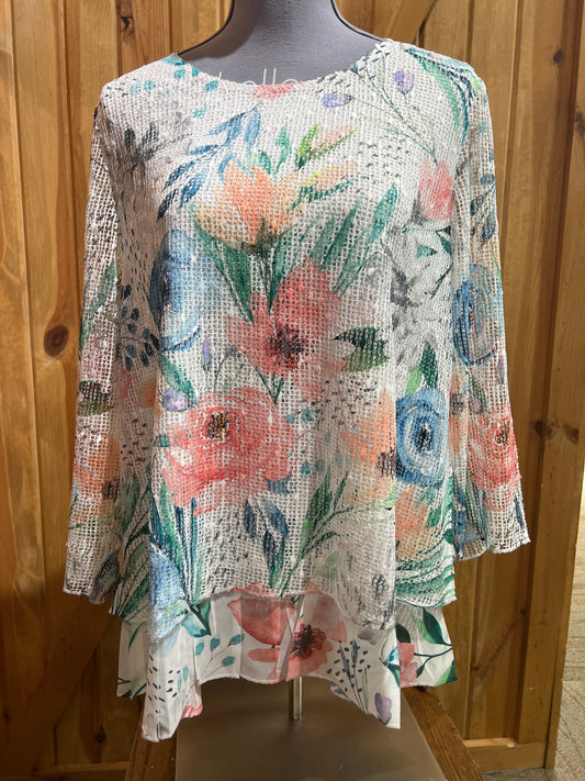 Creation Netting 3/4 Sleeve Top