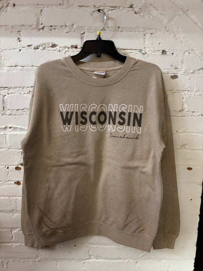 Wisconsin Tomahawk Heathered Crewneck