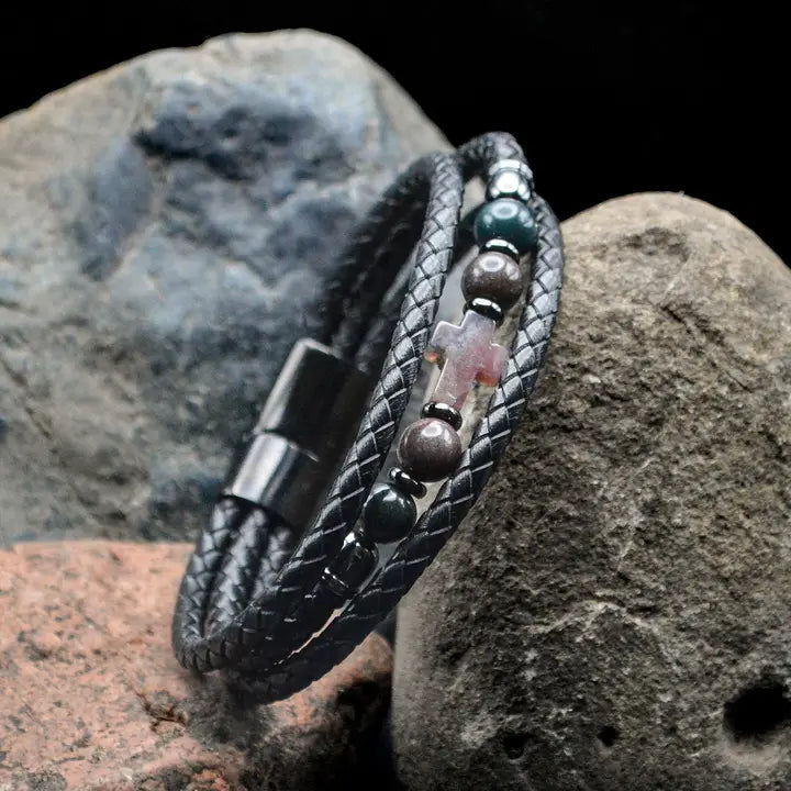 Men's Cross Leather Bracelets