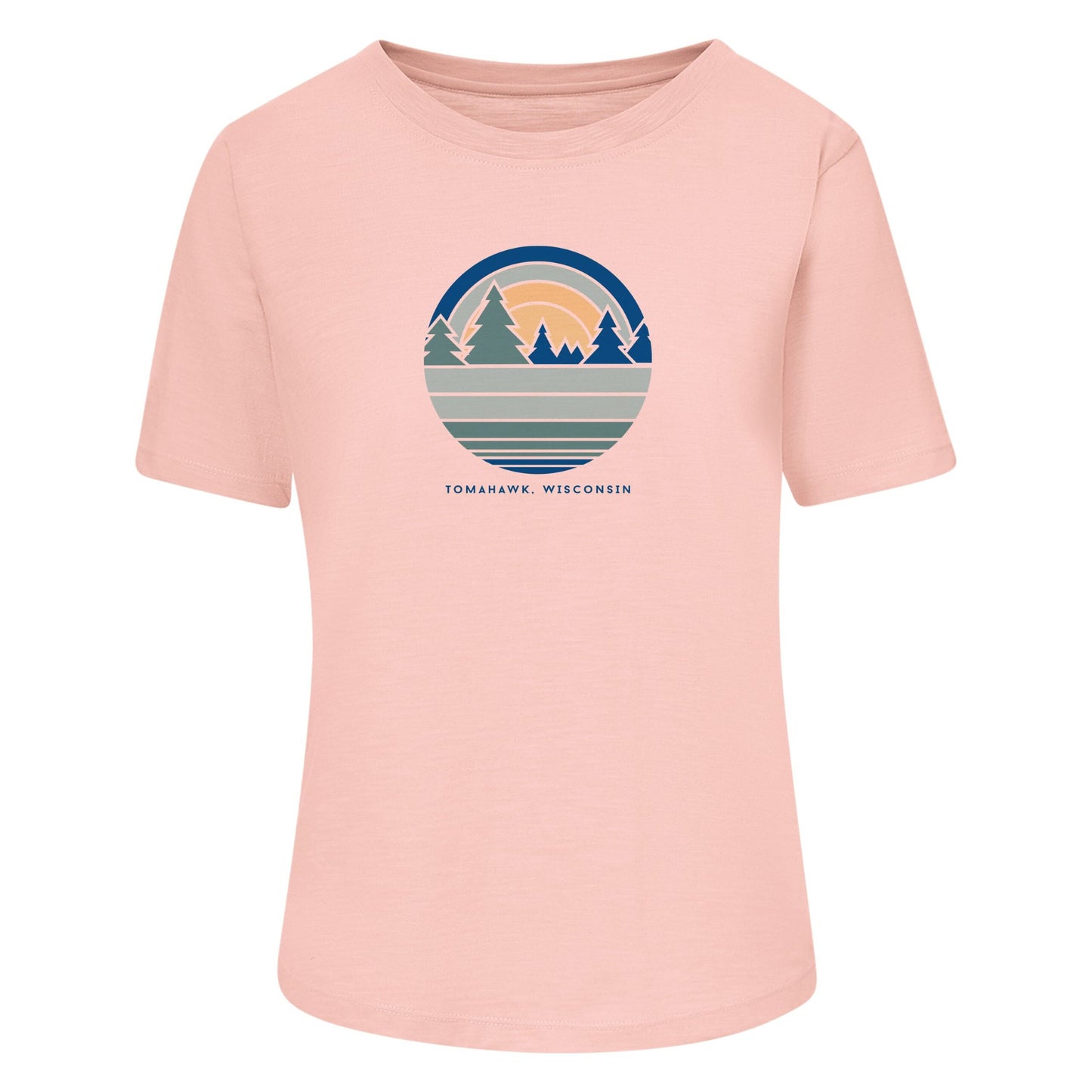 Tomahawk Wisconsin Watercolor Print Ladies T-Shirt