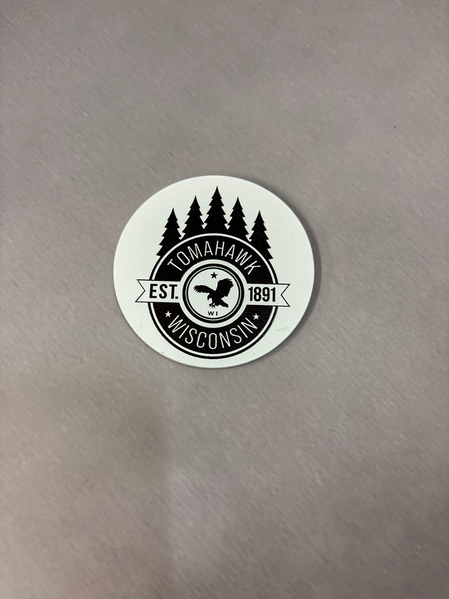 Round White Tomahawk Magnet