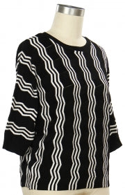 N Touch 3/4 Sleeve Striped Sweater