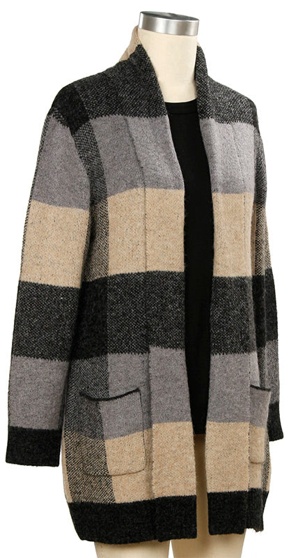 N Touch Mile Marker Plaid Cardigan Sweater