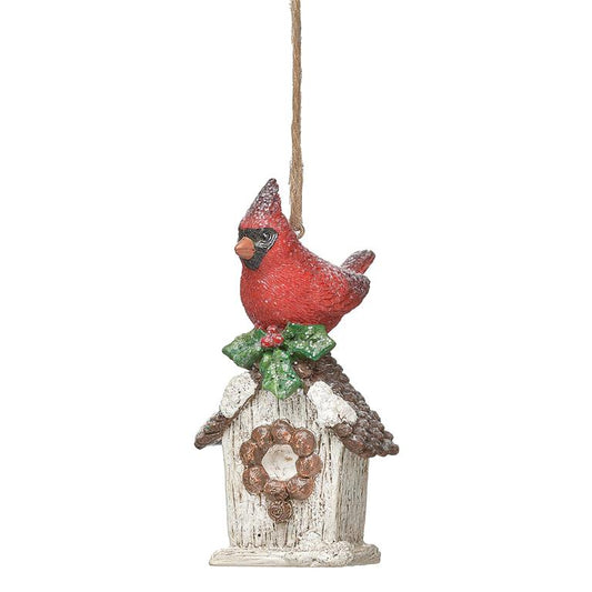 Cardinal On Birdhouse Ornament