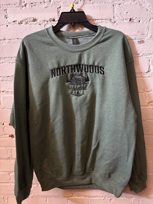 Embroidered Black Cabin Crewneck Sweatshirt