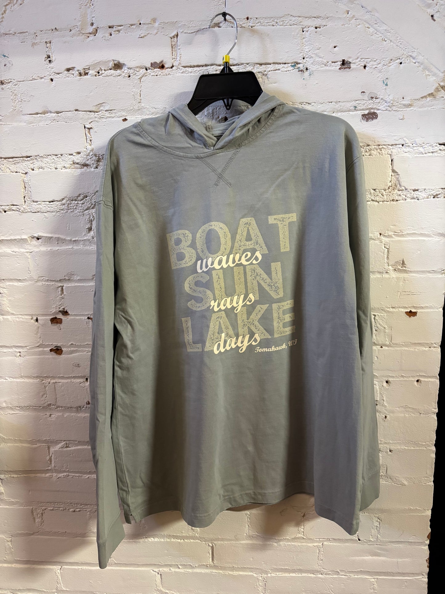 Tomahawk Boat Waves Sun Rays Lake Days Long Sleeve Hoodie Tee