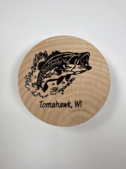 Tomahawk Round Wood Magnet/Bottle Opener