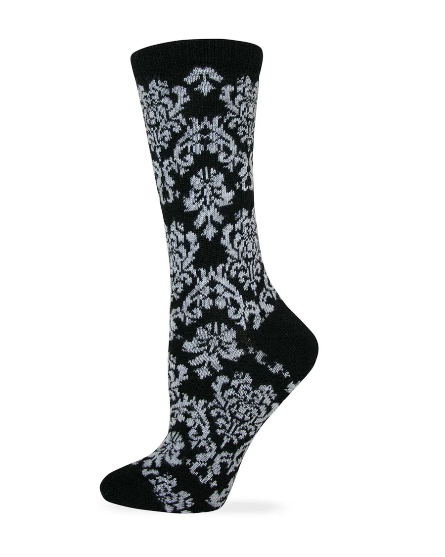 Wise Blend Ladies Merino Wool Damask Crew Sock