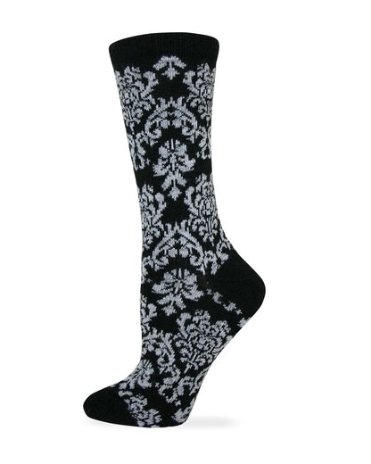 Wise Blend Ladies Merino Wool Damask Crew Sock