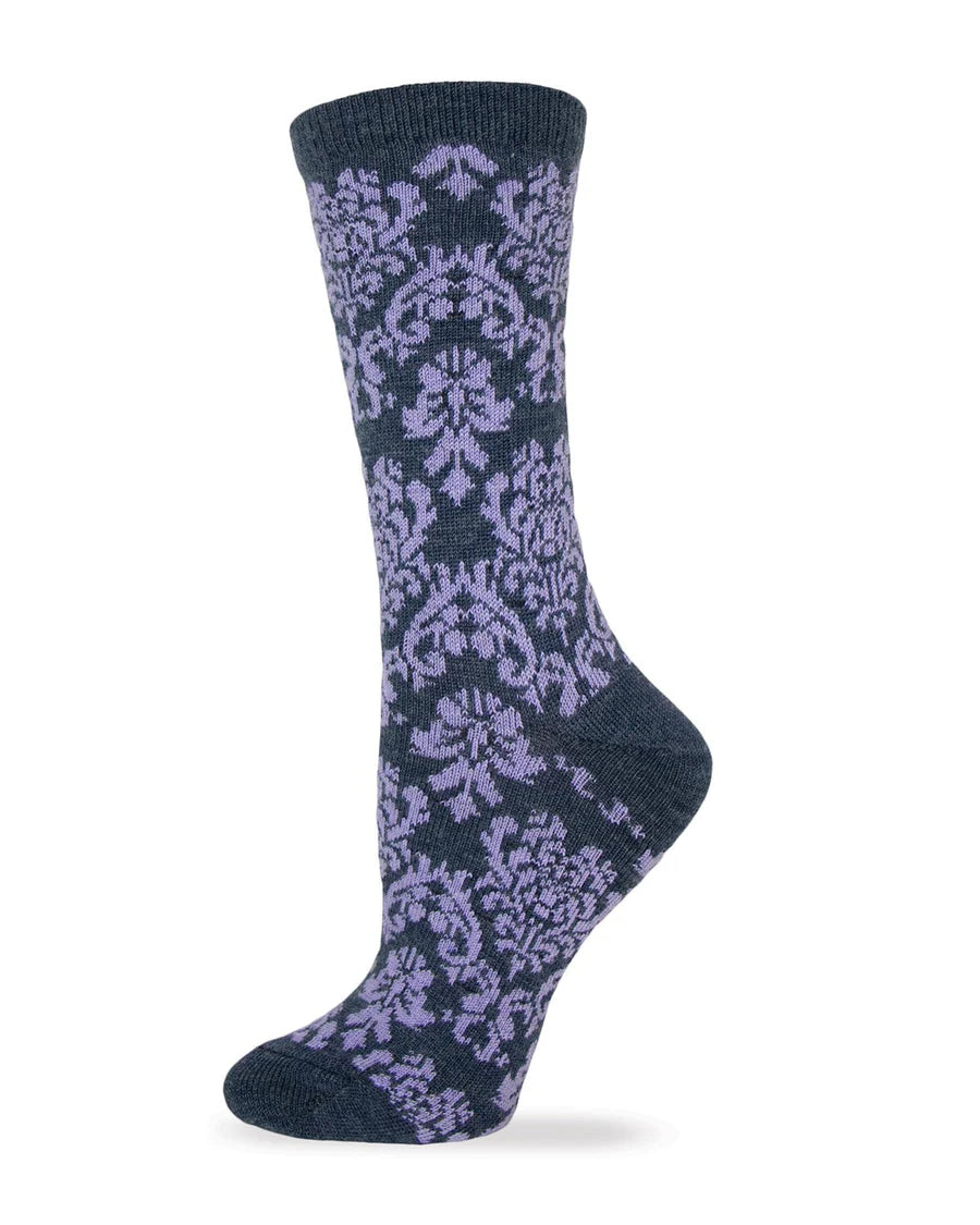 Wise Blend Ladies Merino Wool Damask Crew Sock