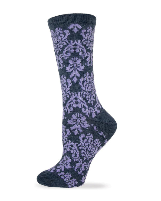 Wise Blend Ladies Merino Wool Damask Crew Sock