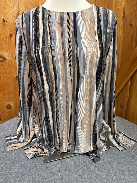 Southern Lady Long Sleeve Striped Sweet Cream Black Top