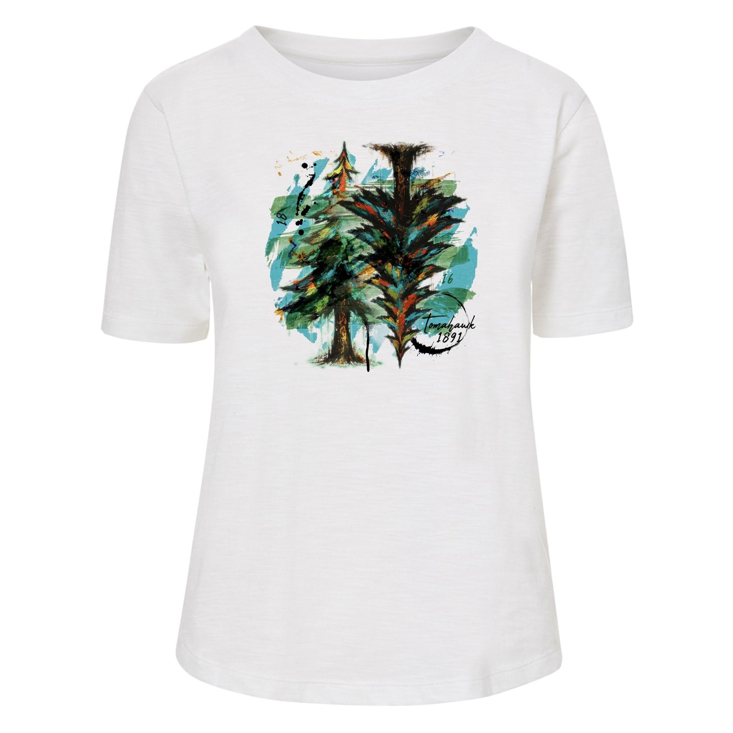 Tomahawk 1891 Watercolor Tree Printed Ladies Tee