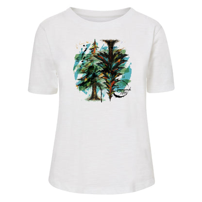 Tomahawk 1891 Watercolor Tree Printed Ladies Tee
