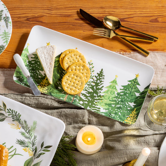 Shades of Green Melamine Platter with Spreader